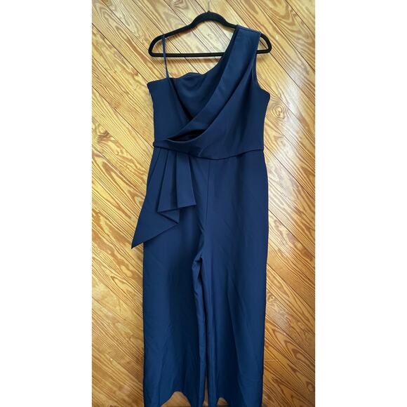 Eliza One Shoulder Navy Blue Jumpsuit Laguna Crepe Size 16 - Picture 2 of 5